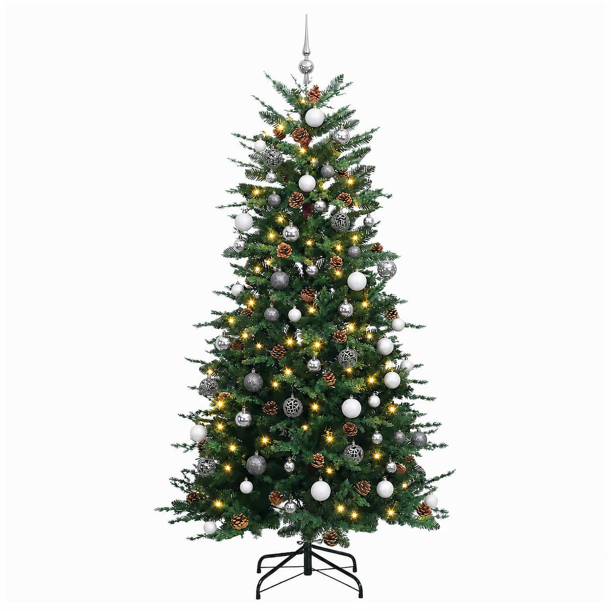 vidaXL Artificial Hinged Christmas Tree 180 cm 300 LEDs Warm White