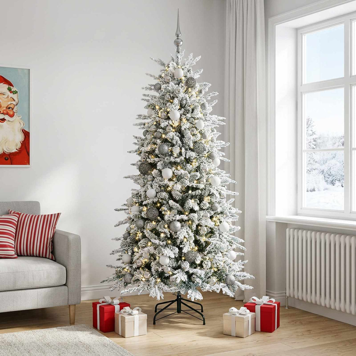vidaXL Artificial Christmas Tree with Bauble 210 cm 300 LEDs
