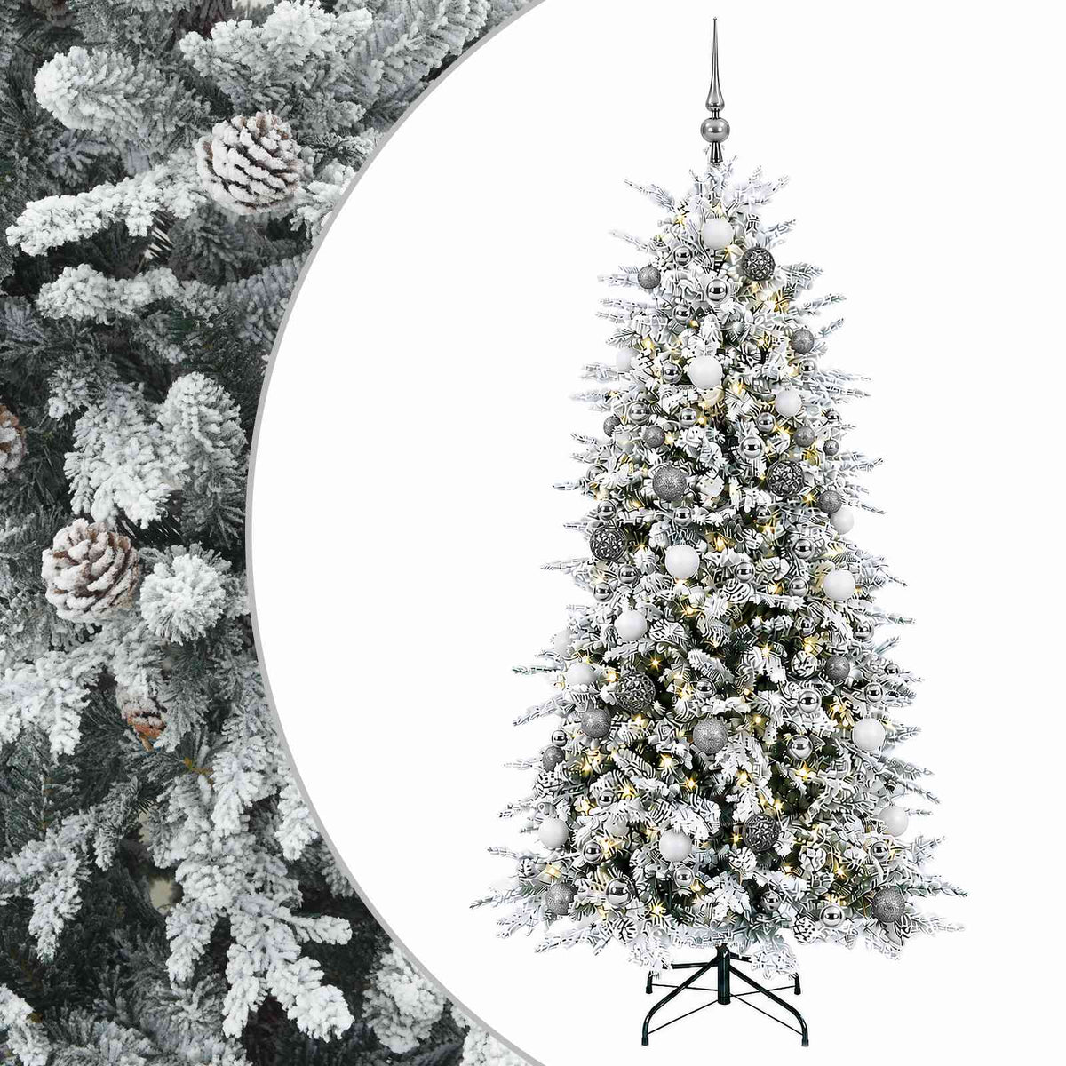 vidaXL Artificial Christmas Tree with Bauble 210 cm 300 LEDs