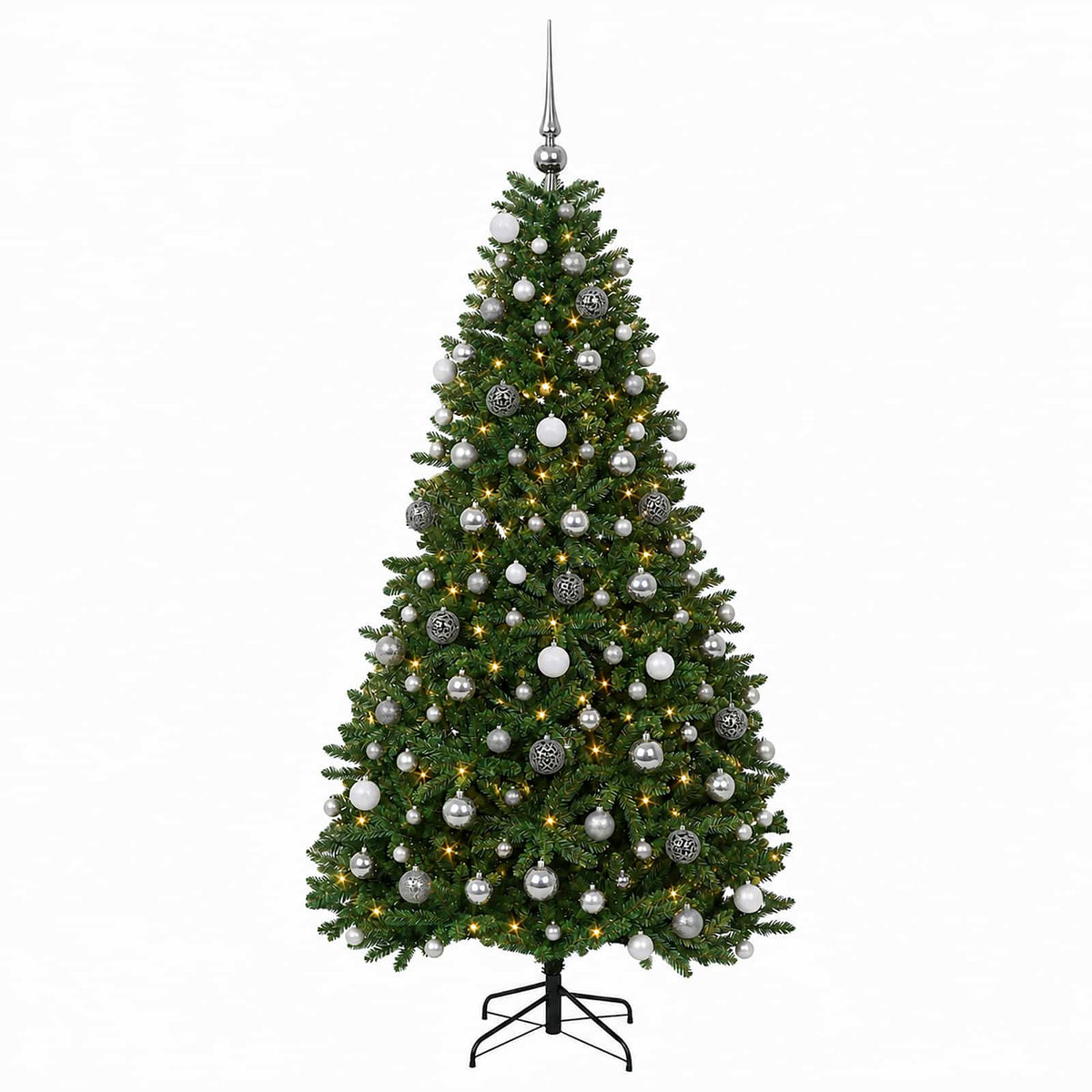 vidaXL Artificial Christmas Tree Mid-green with Bauble 180 cm 300 LEDs