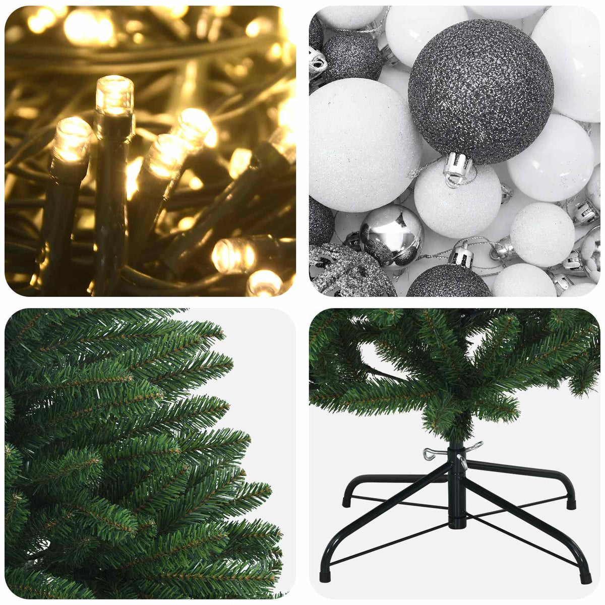 vidaXL Artificial Christmas Tree Mid-green with Bauble 240 cm 300 LEDs