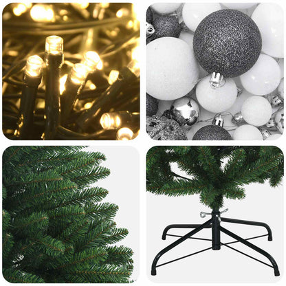 vidaXL Artificial Christmas Tree Mid-green with Bauble 240 cm 300 LEDs
