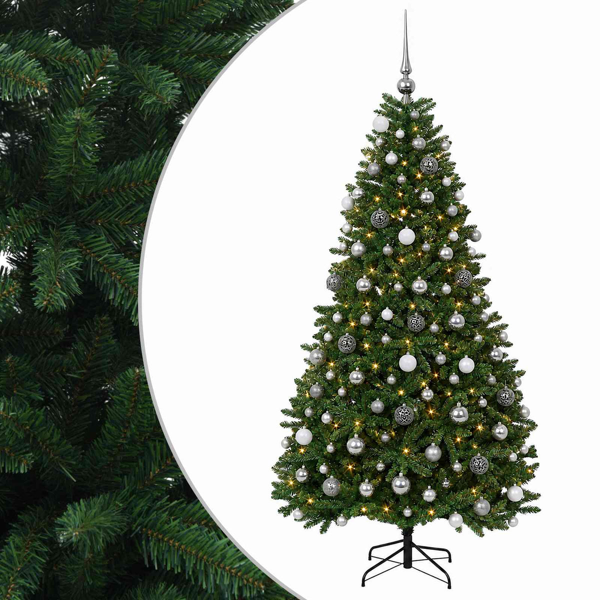 vidaXL Artificial Christmas Tree Mid-green with Bauble 240 cm 300 LEDs
