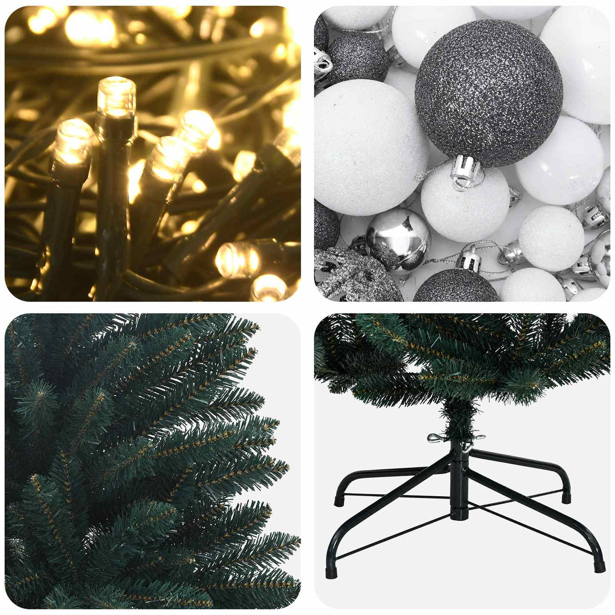 vidaXL Artificial Christmas Tree Dark Green with Bauble 180 cm