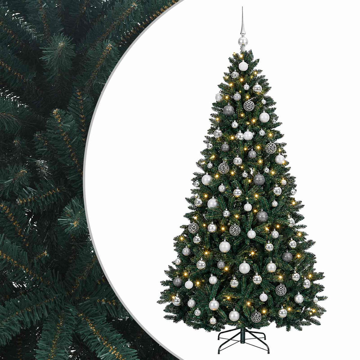 vidaXL Artificial Christmas Tree Dark Green with Bauble 180 cm