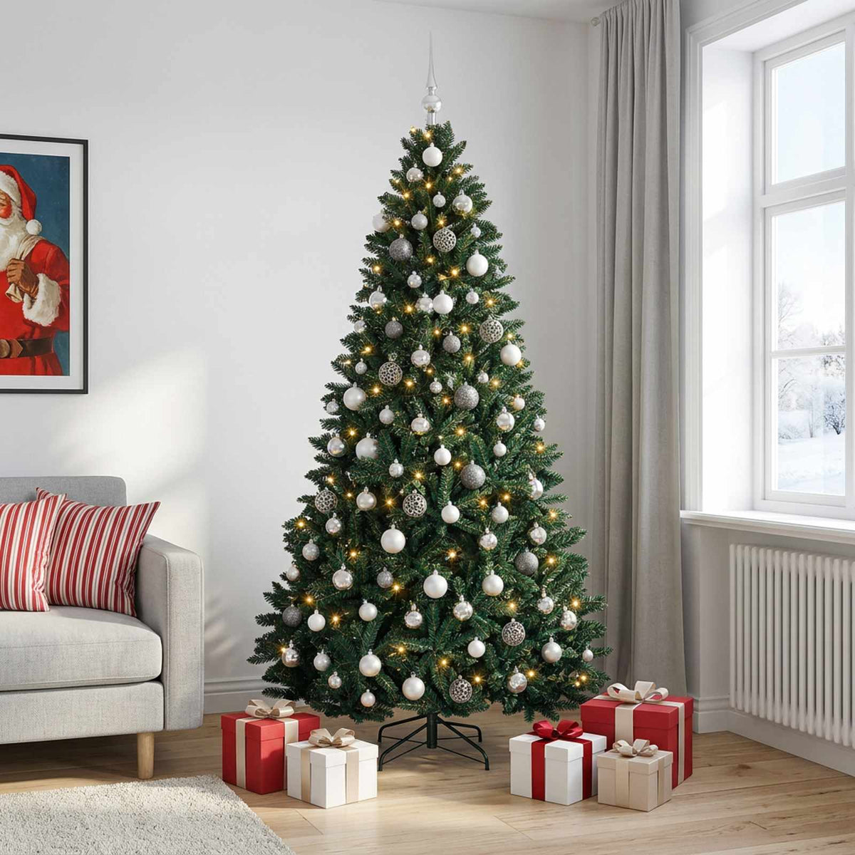 vidaXL Artificial Christmas Tree Dark Green with Bauble 270 cm