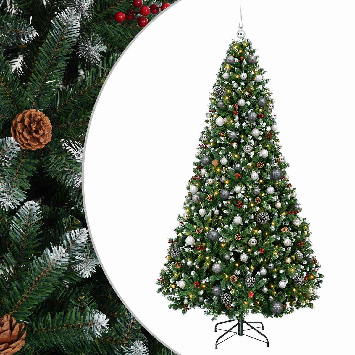 vidaXL Artificial Christmas Tree with Bauble 210 cm 300 LEDs