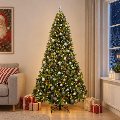 vidaXL Artificial Christmas Tree with Bauble 270 cm 300 LEDs