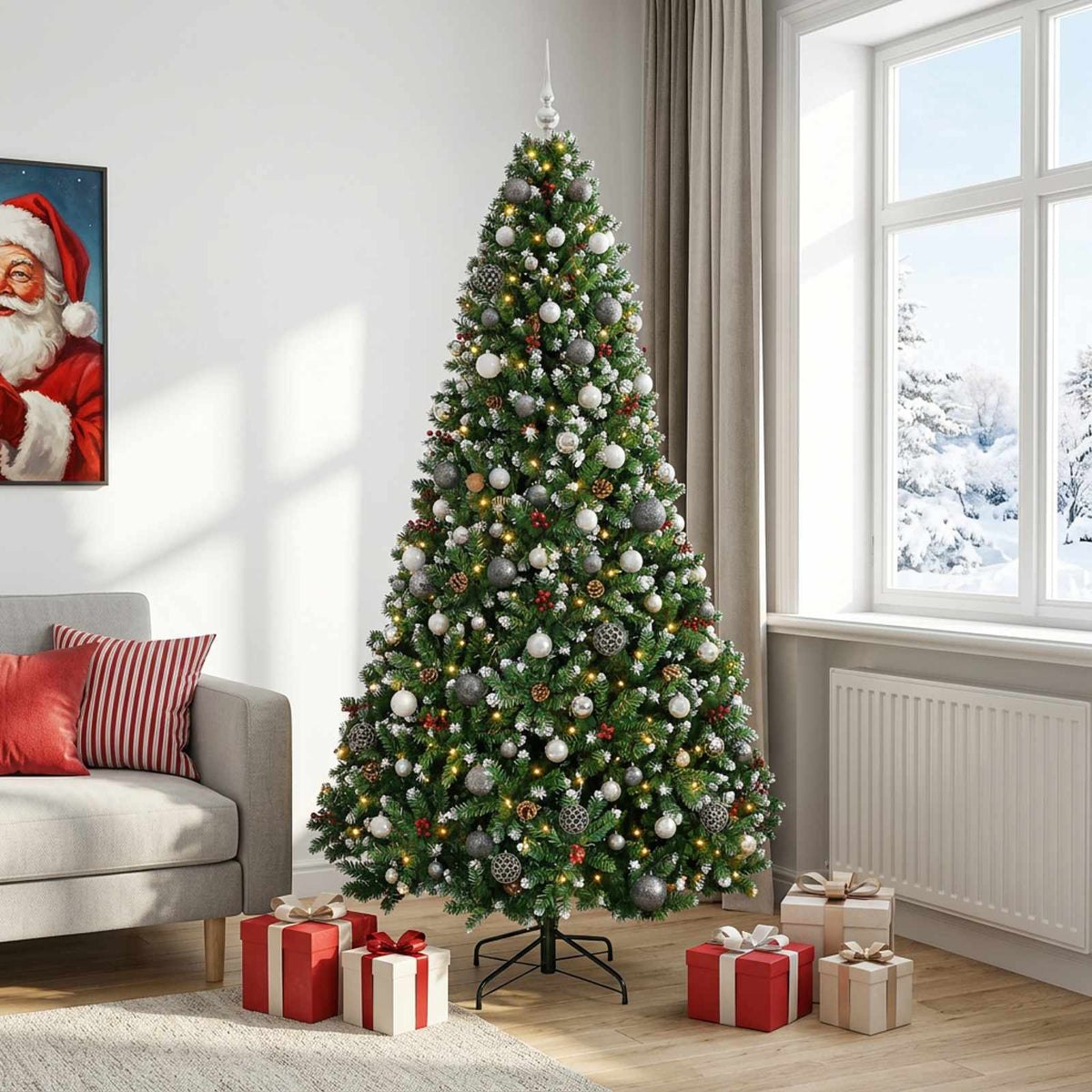 vidaXL Artificial Christmas Tree with Bauble 210 cm 300 LEDs