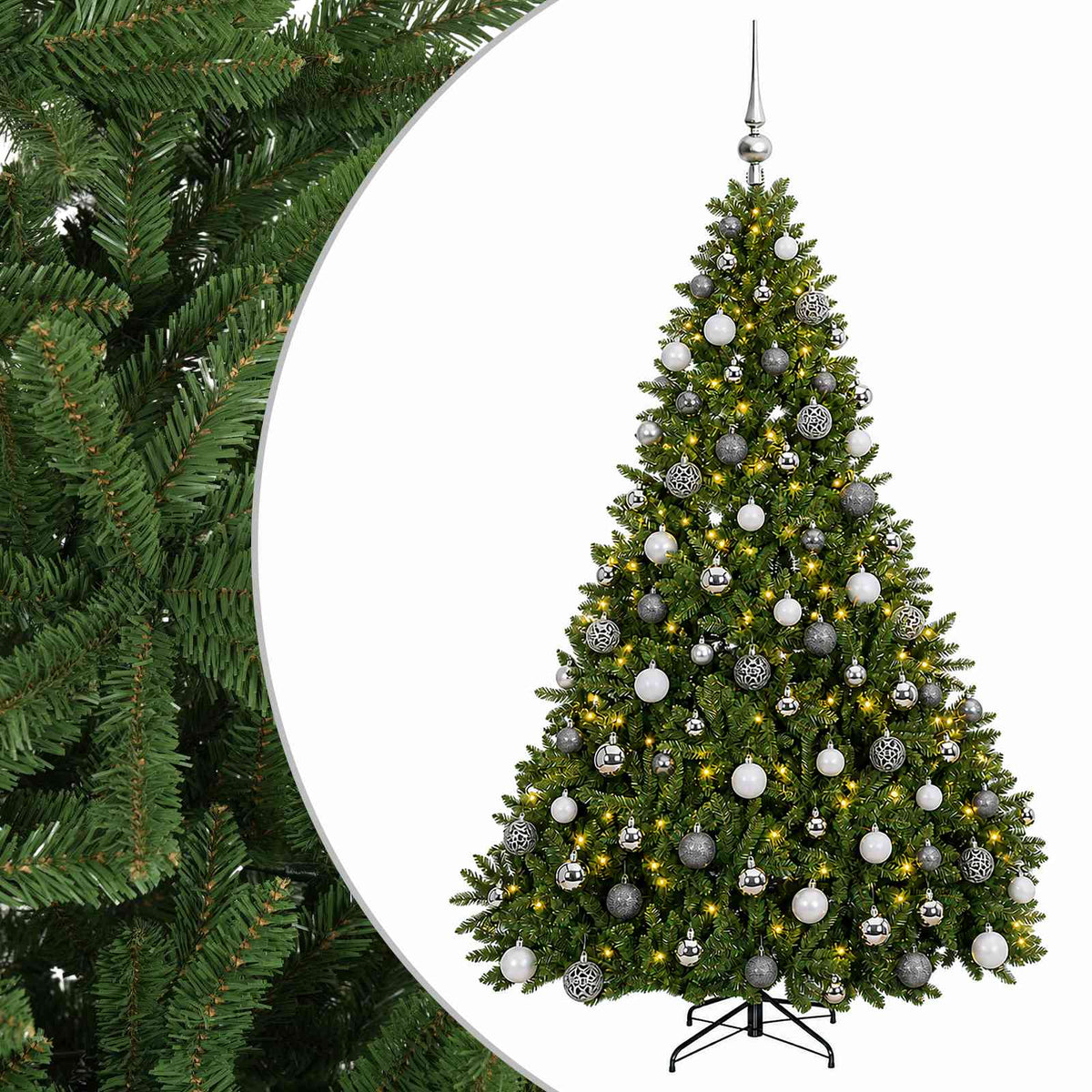 vidaXL Light Green Artificial Christmas Tree with Baubles 180 cm