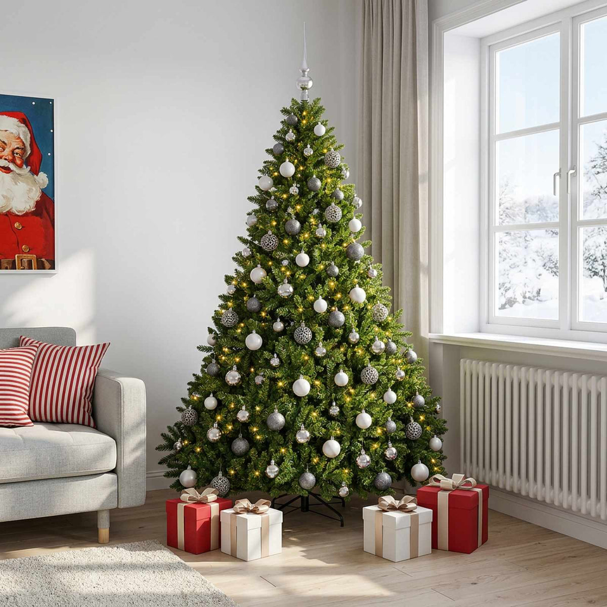 vidaXL Artificial Christmas Tree Light Green with Baubles 300 cm