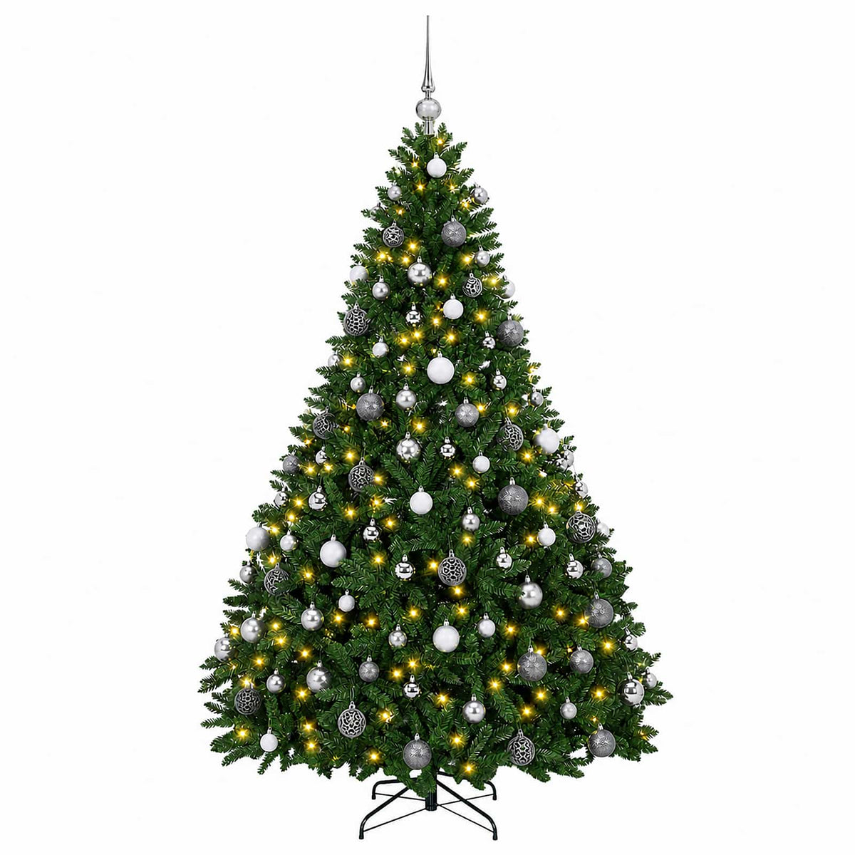 vidaXL Artificial Christmas Tree Mid-green with Bauble 180 cm 300 LEDs