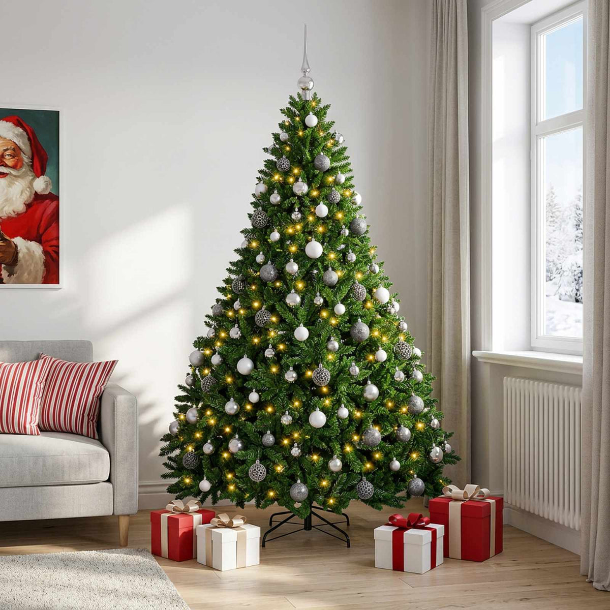 vidaXL Artificial Christmas Tree Mid-green with Ornament 270 cm