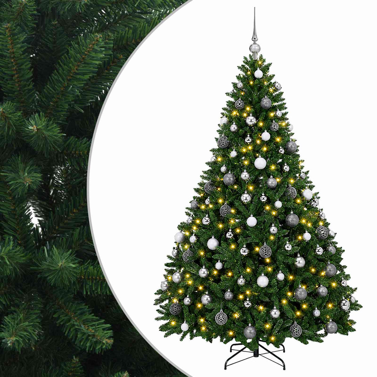 vidaXL Artificial Christmas Tree Mid-green with Ornament 210 cm