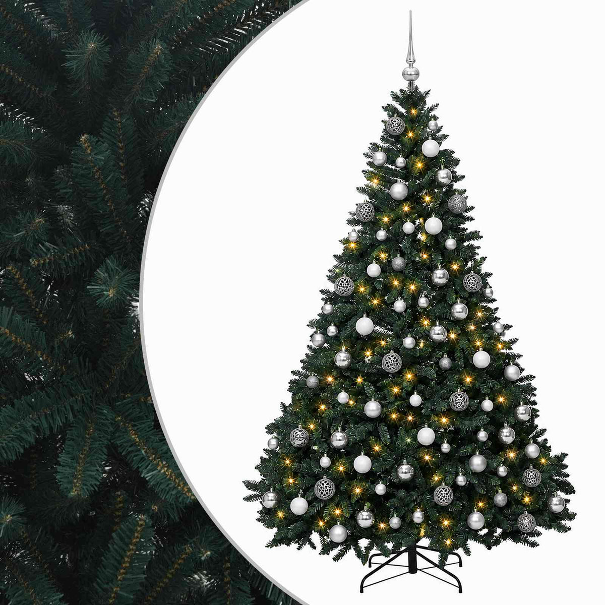 vidaXL Artificial Dark Green Christmas Tree with Baubles 180 cm