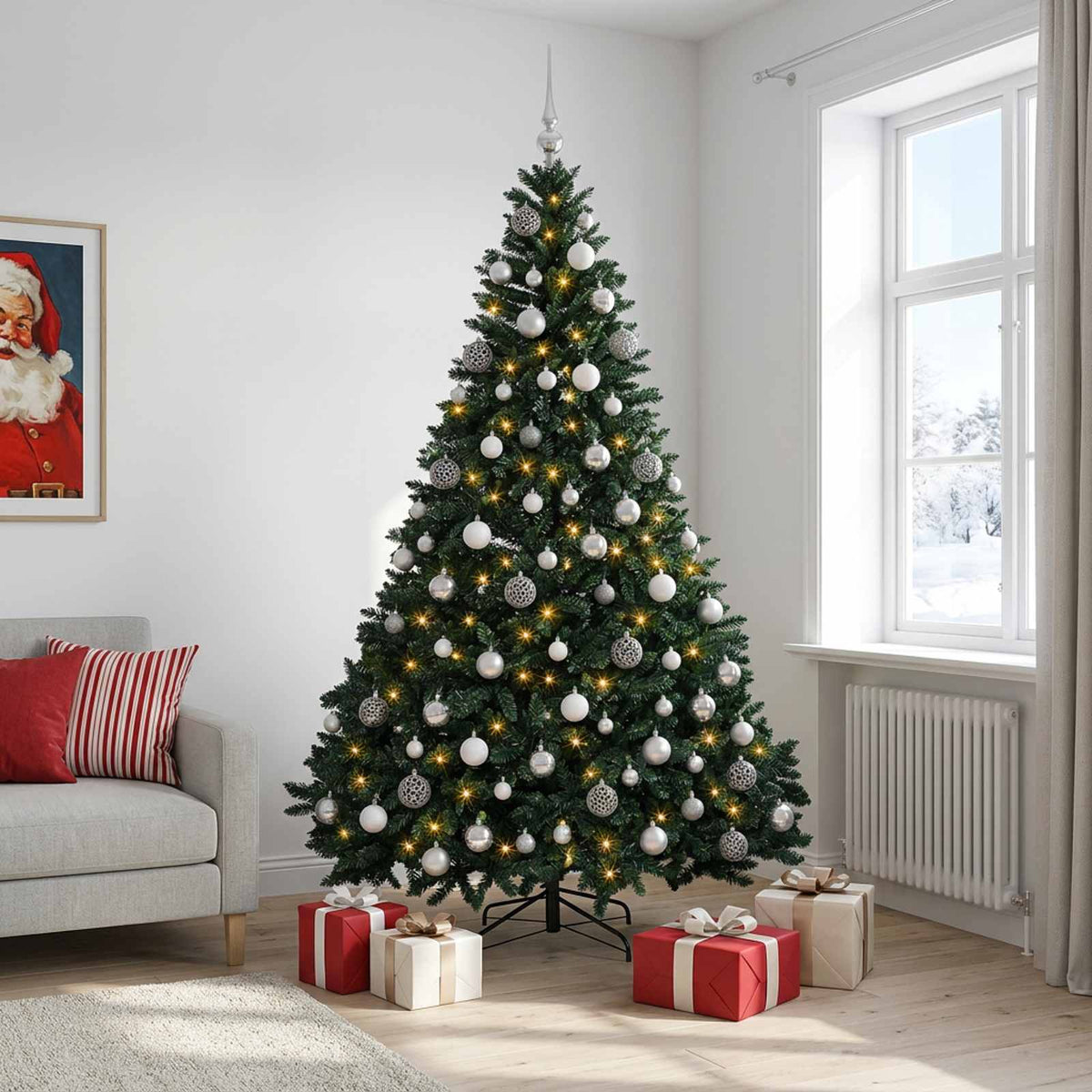 vidaXL Artificial Christmas Tree Dark Green with Bauble 300 cm
