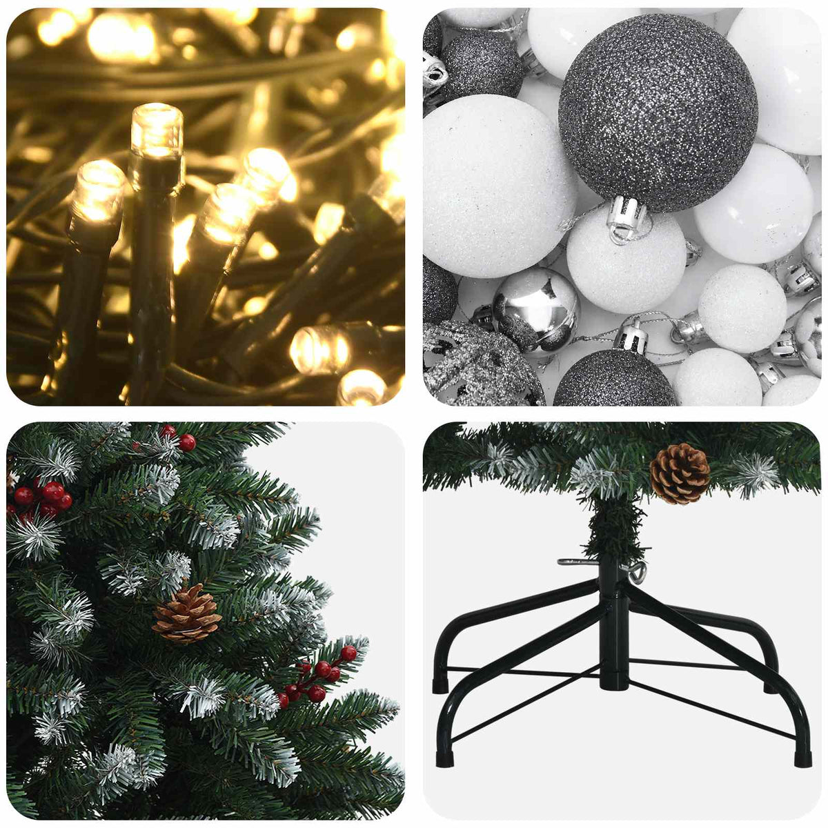 vidaXL Artificial Christmas Tree with Bauble 180 cm 300 LEDs