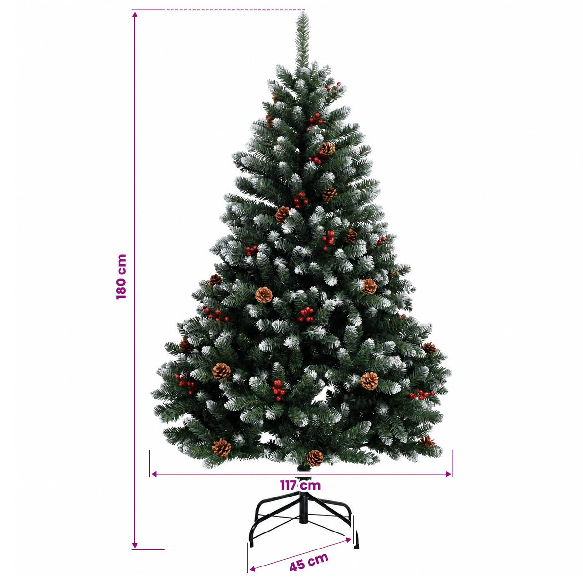 vidaXL Artificial Christmas Tree with Bauble 180 cm 300 LEDs