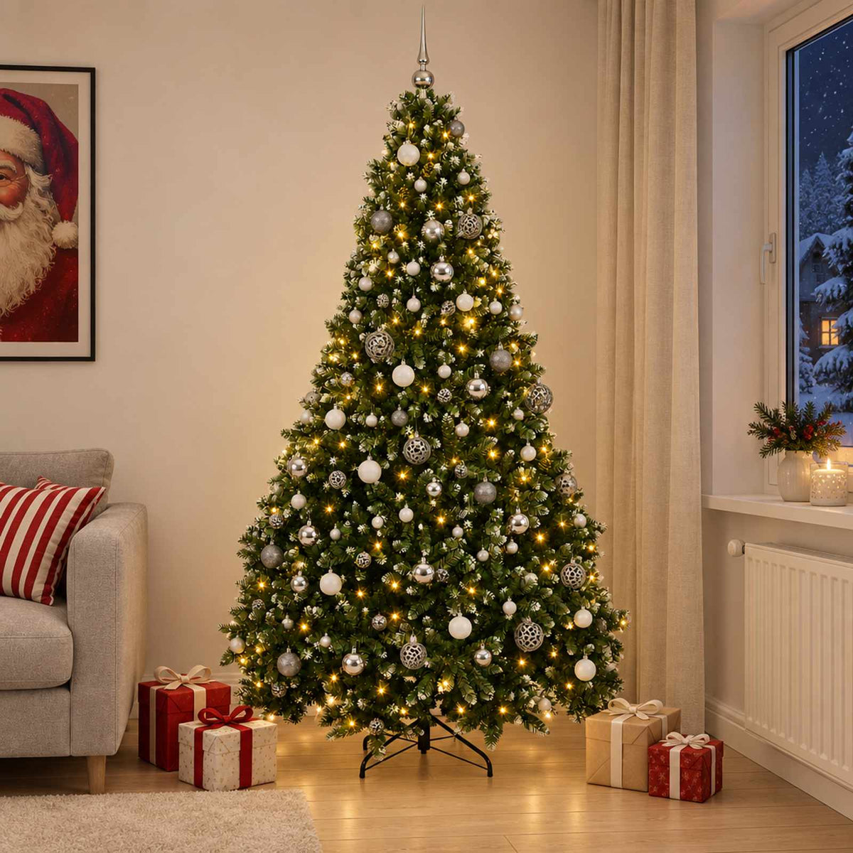 vidaXL Artificial Christmas Tree with Bauble 210 cm 300 LEDs