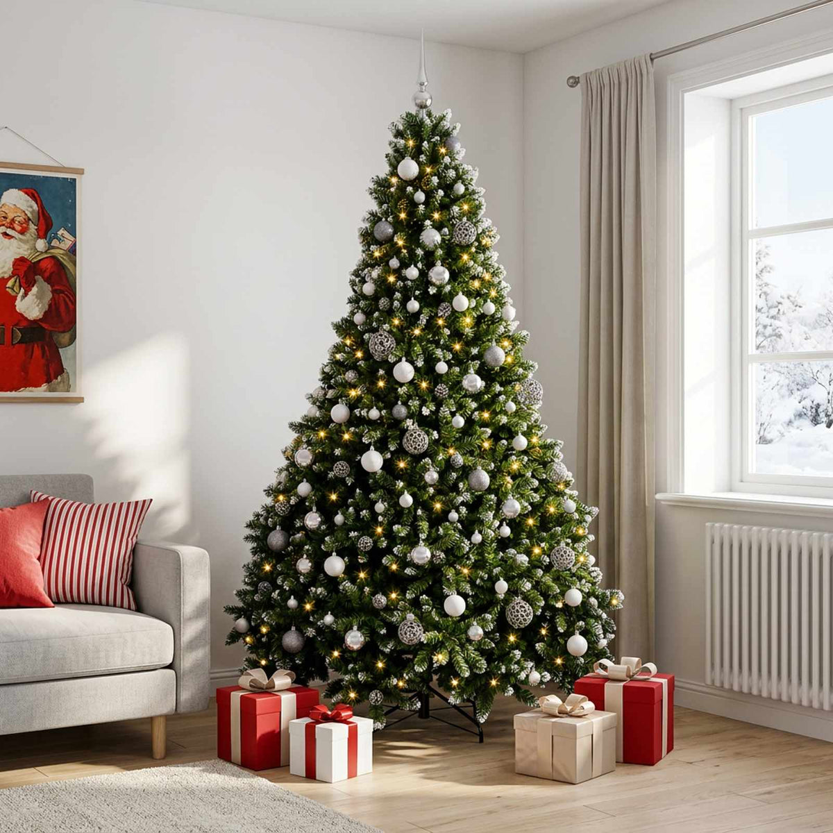 vidaXL Artificial Christmas Tree with Bauble 210 cm 300 LEDs