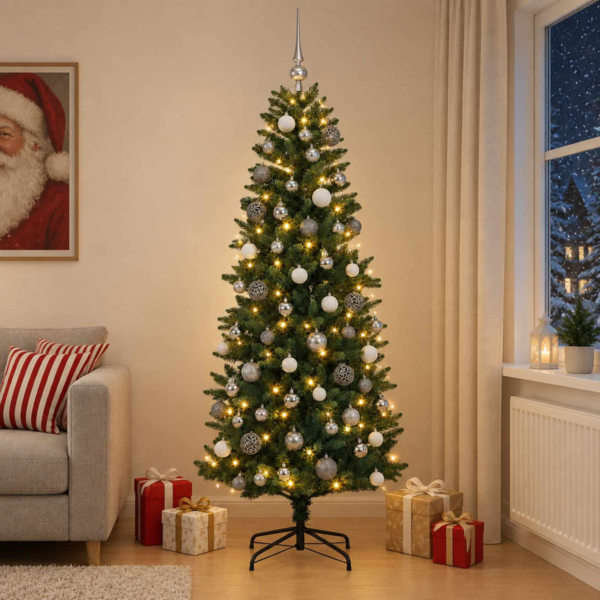 vidaXL Artificial Christmas Tree with Bauble 240 cm 300 LEDs