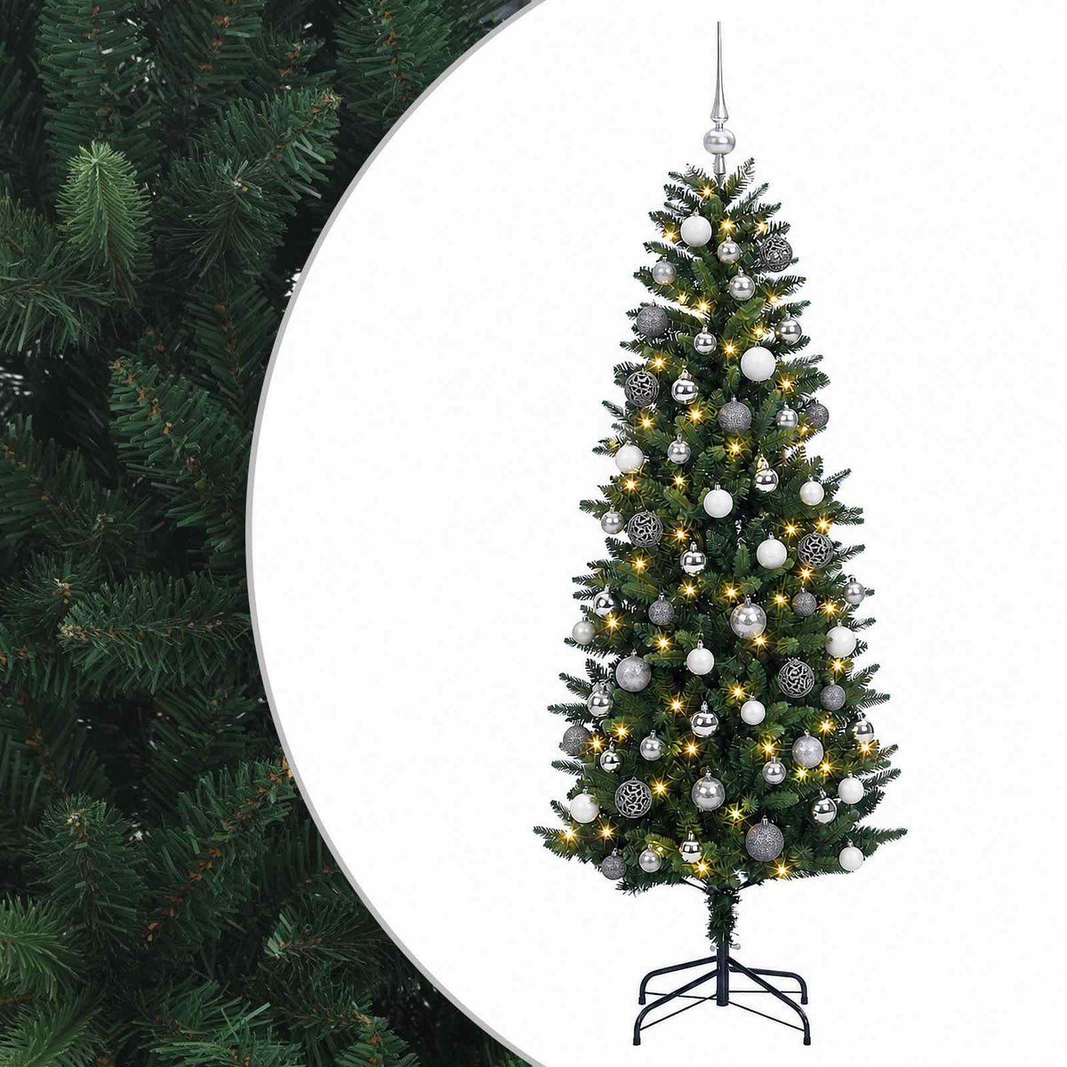 vidaXL Artificial Christmas Tree with Bauble 240 cm 300 LEDs