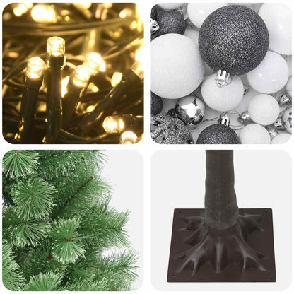 vidaXL Artificial Hinged Christmas Tree with Baubles 180 cm 300 LEDs