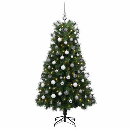 vidaXL Artificial Hinged Christmas Tree with Baubles 180 cm 300 LEDs