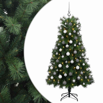 vidaXL Artificial Hinged Christmas Tree with Baubles 210 cm 300 LEDs