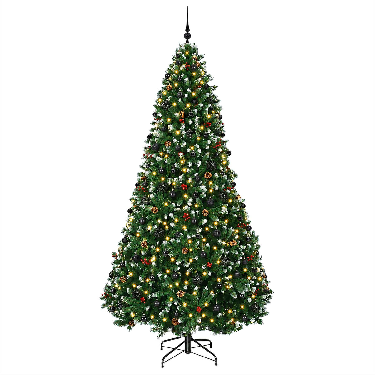 vidaXL Artificial Christmas Tree Green with Baubles 270 cm 300 LEDs