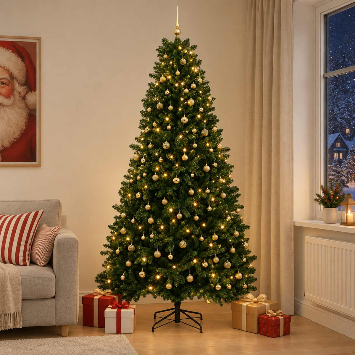 vidaXL Artificial Christmas Tree Mid-green with Bauble 300 cm 600 LEDs