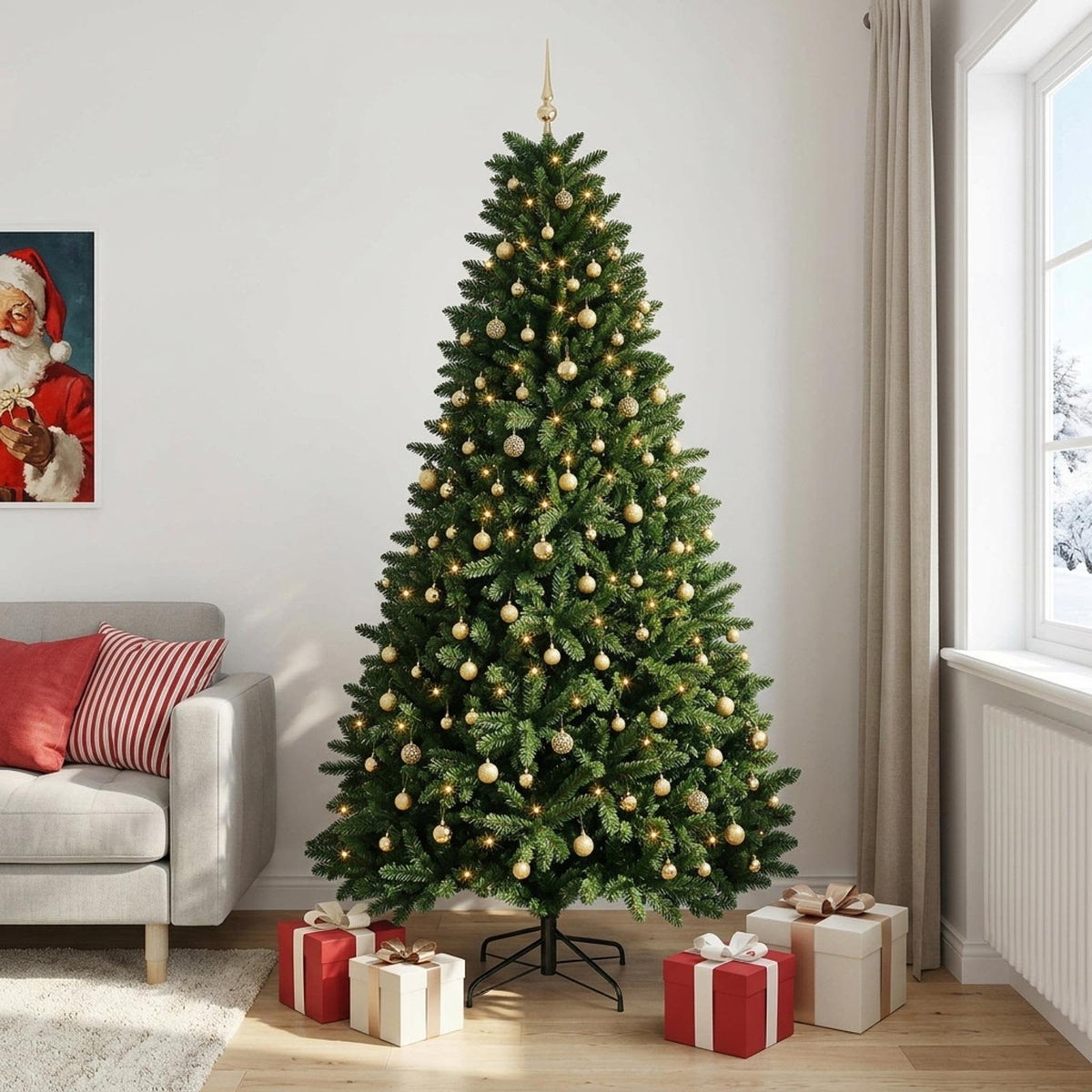 vidaXL Artificial Christmas Tree Mid-green with Bauble 300 cm 600 LEDs