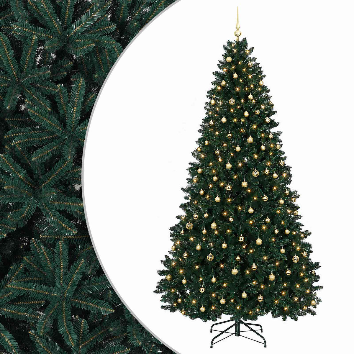 vidaXL Artificial Christmas Tree Dark Green with Bauble 270 cm