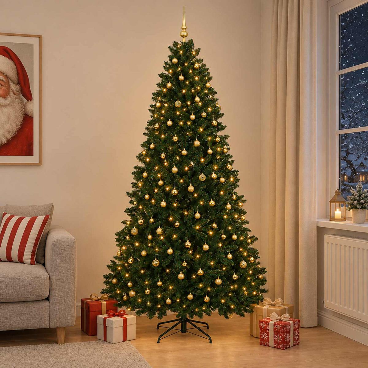 vidaXL Artificial Christmas Tree Dark Green with Bauble 270 cm