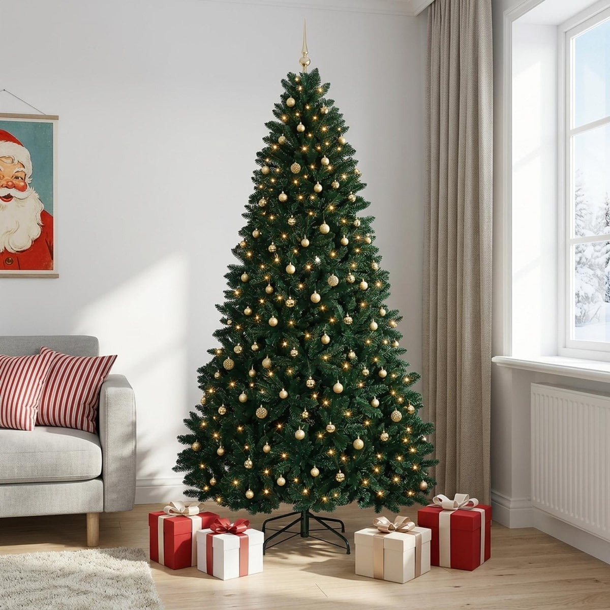 vidaXL Artificial Christmas Tree Dark Green with Bauble 300 cm