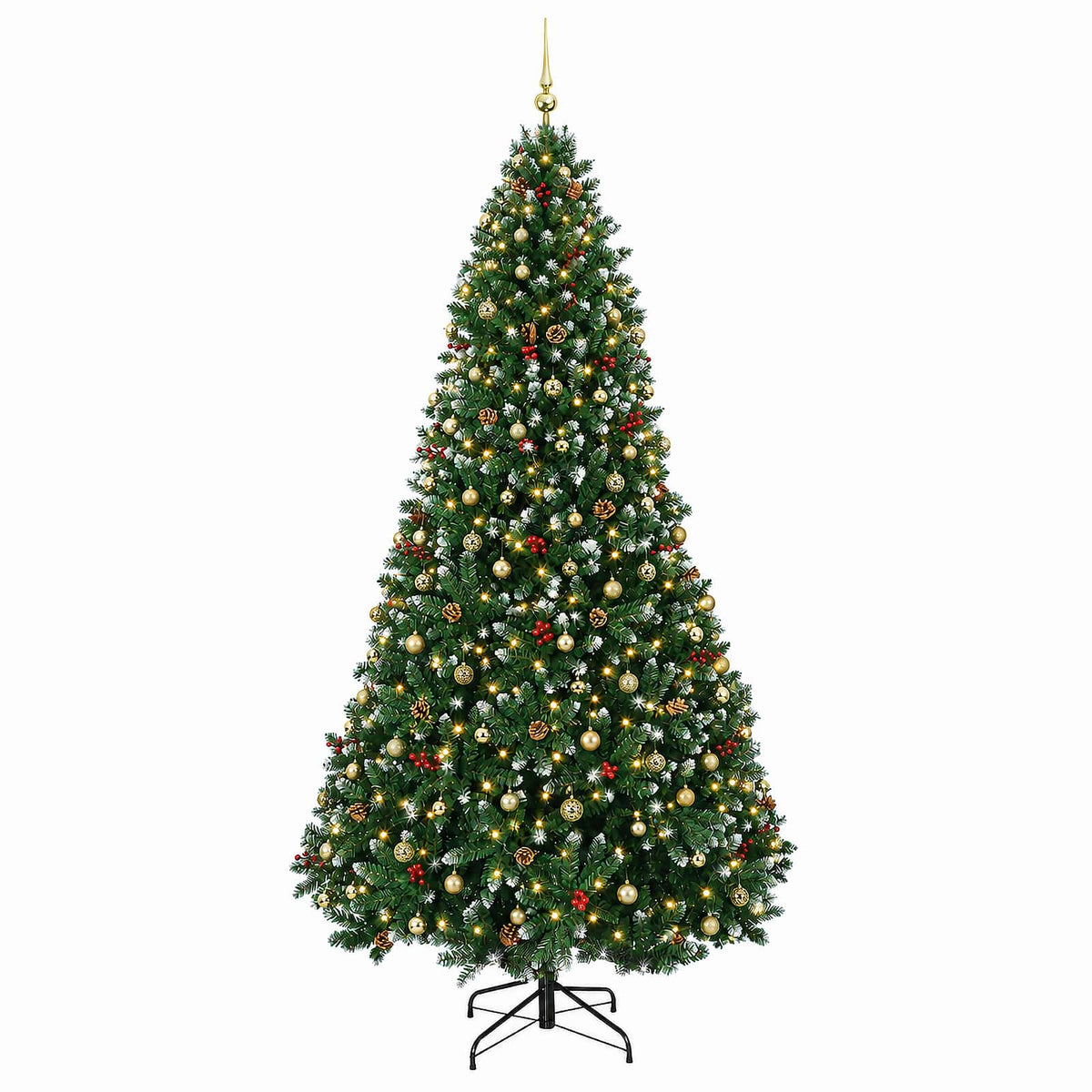 vidaXL Artificial Green Christmas Tree with Baubles 270 cm 300 LEDs
