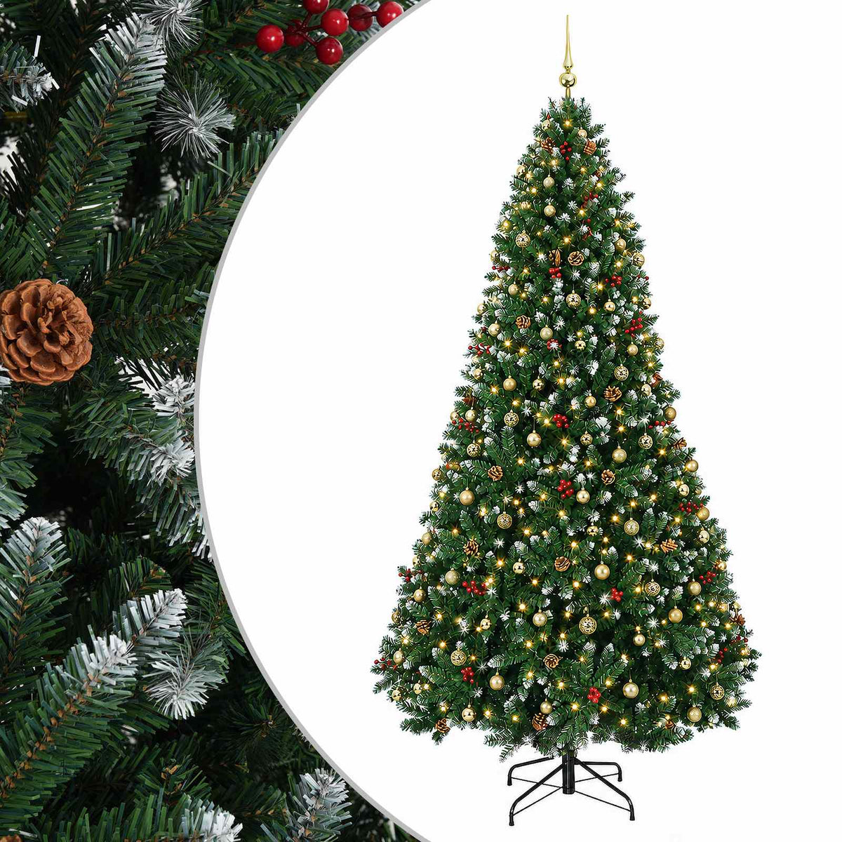 vidaXL Artificial Green Christmas Tree with Baubles 300 cm 300 LEDs