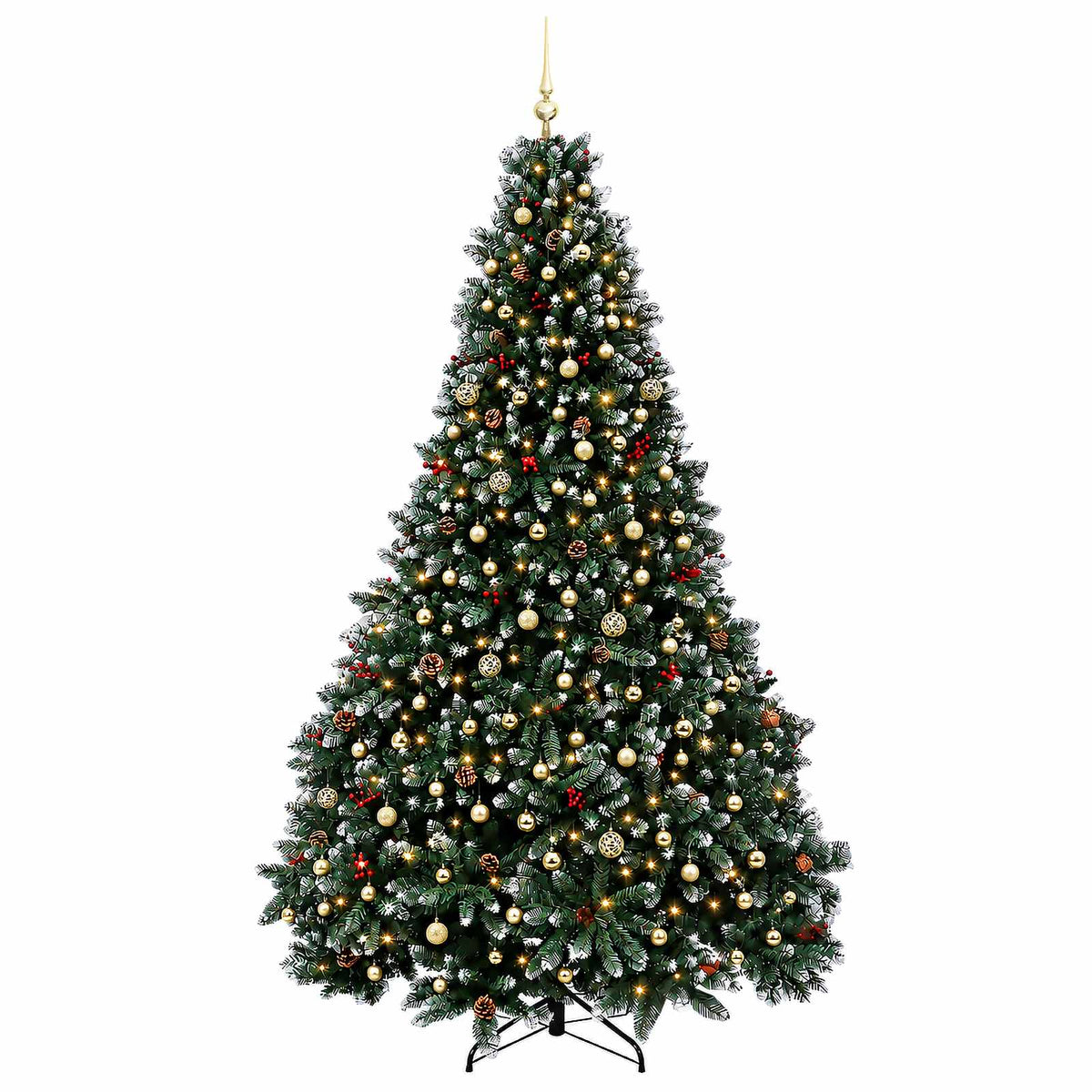 vidaXL Artificial Christmas Tree Green with Bauble 270 cm 300 LEDs