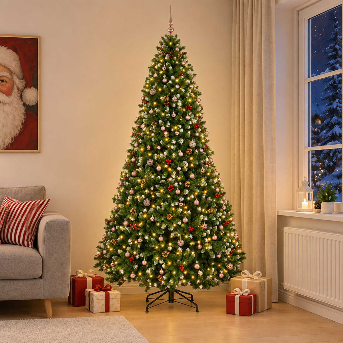 vidaXL Artificial Green Christmas Tree with Ornaments 300 cm 300 LEDs