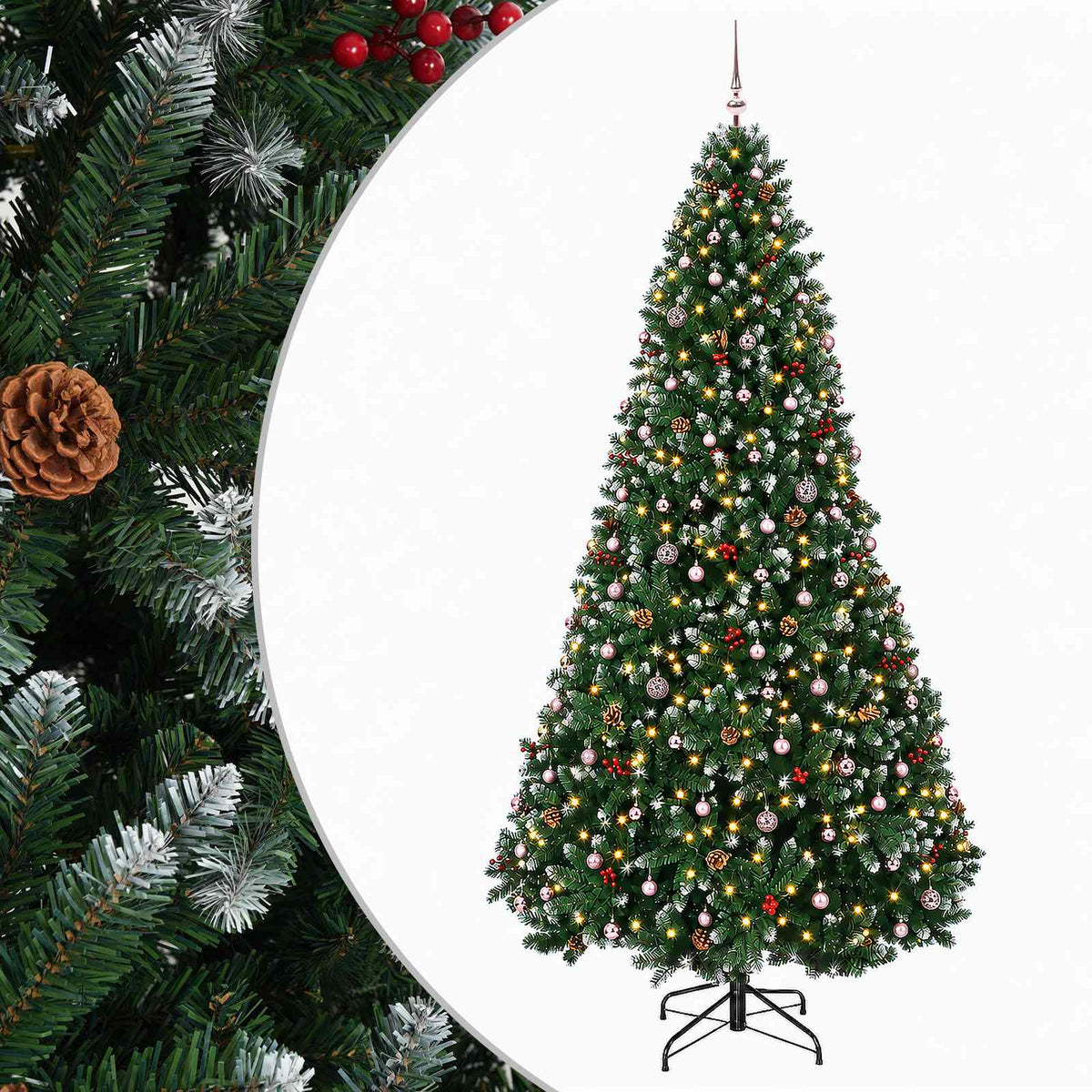 vidaXL Artificial Green Christmas Tree with Ornaments 300 cm 300 LEDs