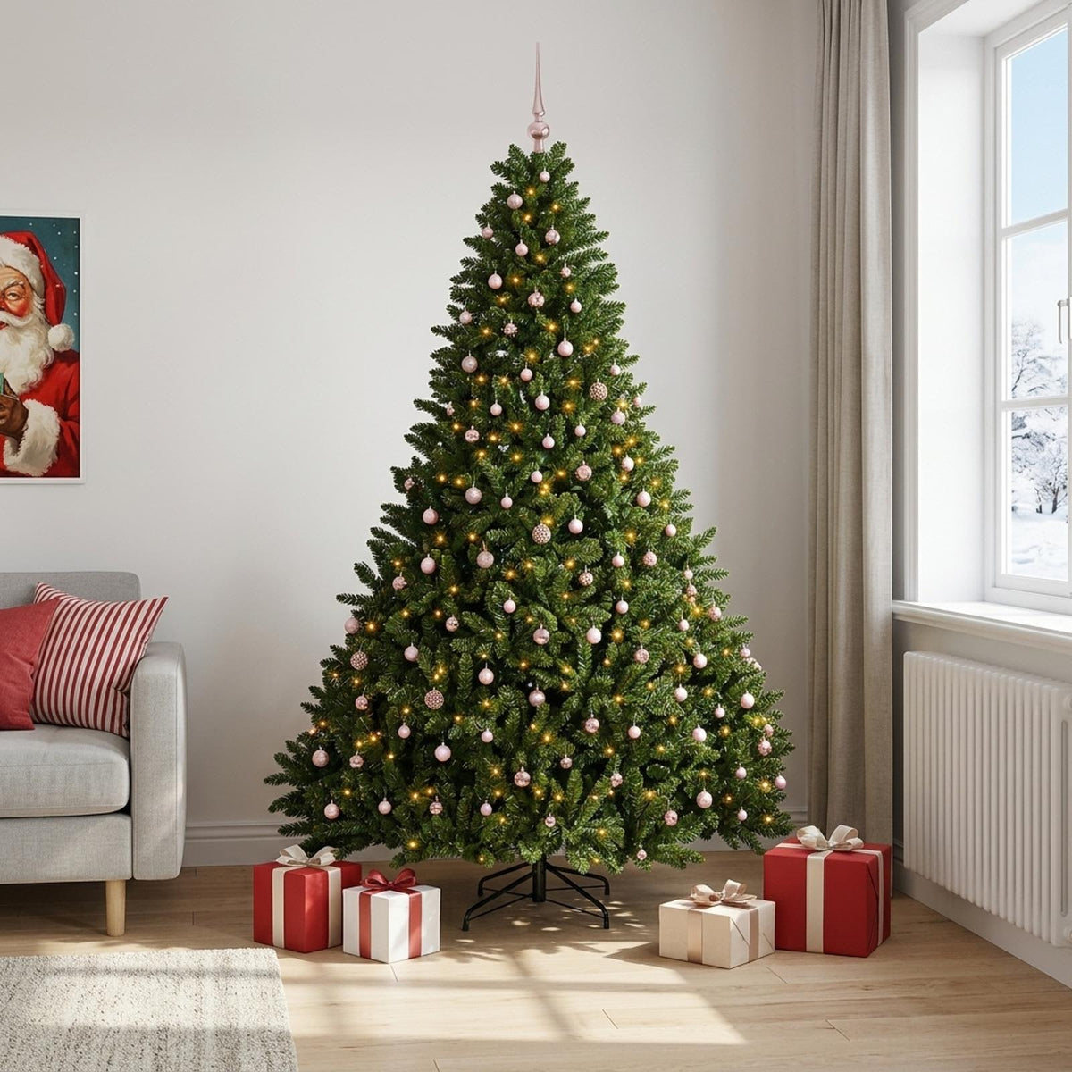 vidaXL Artificial Light Green Christmas Tree with Baubles 300 cm