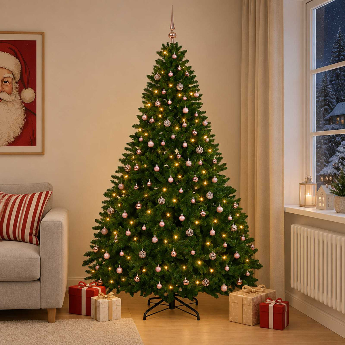 vidaXL Artificial Christmas Tree Mid-green with Ornament 270 cm