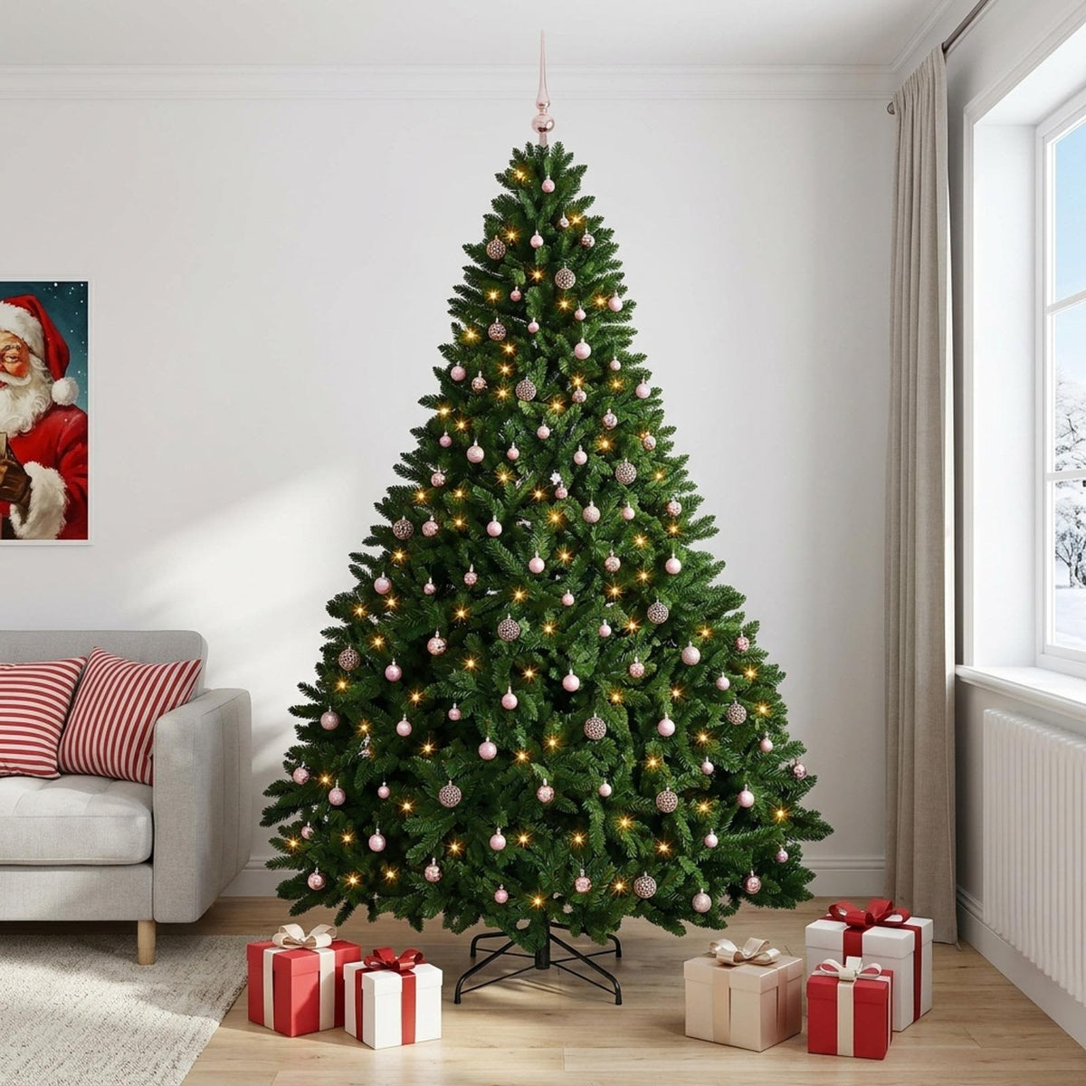 vidaXL Artificial Christmas Tree Mid-green with Ornament 270 cm