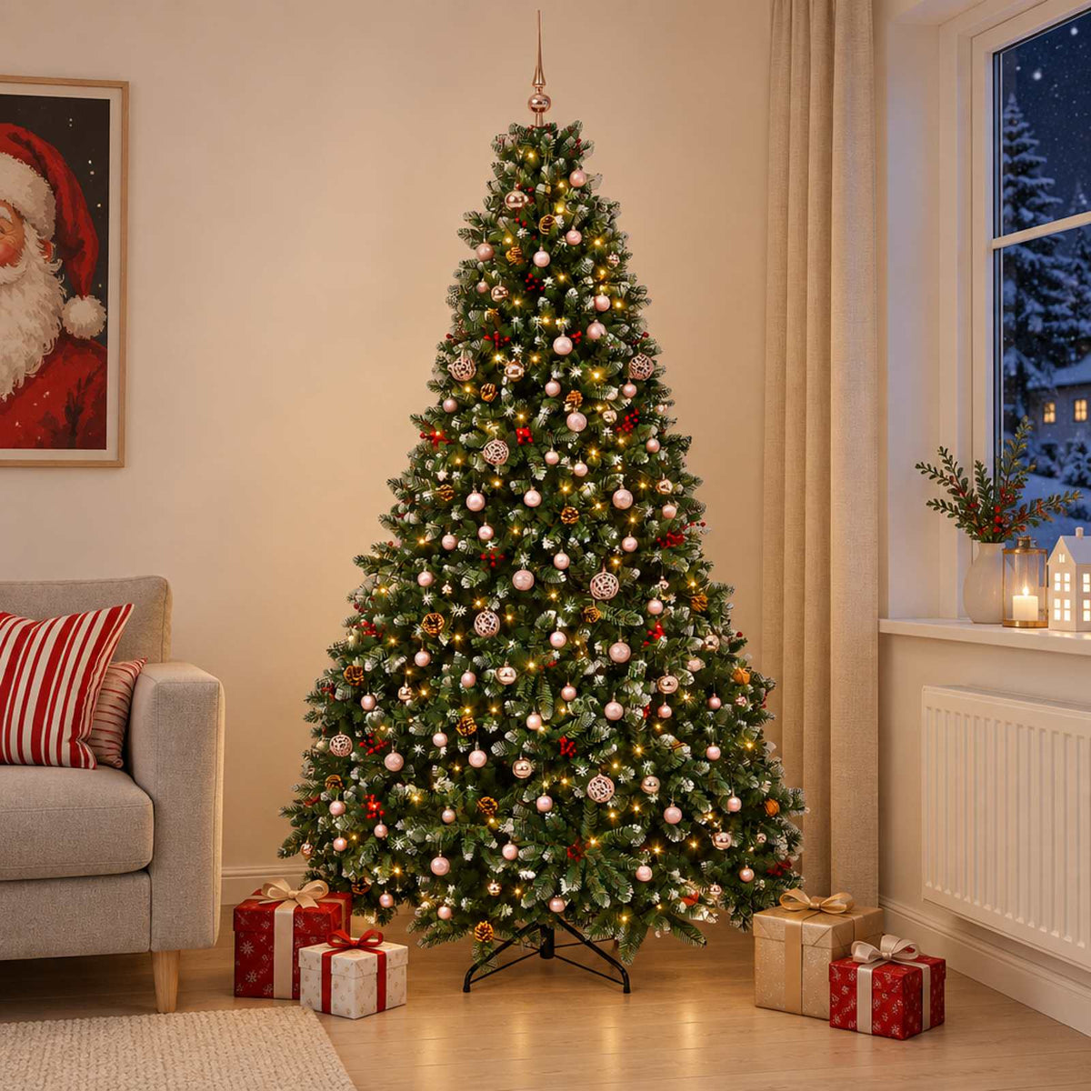 vidaXL Artificial Christmas Tree Green with Bauble 300 cm 600 LEDs