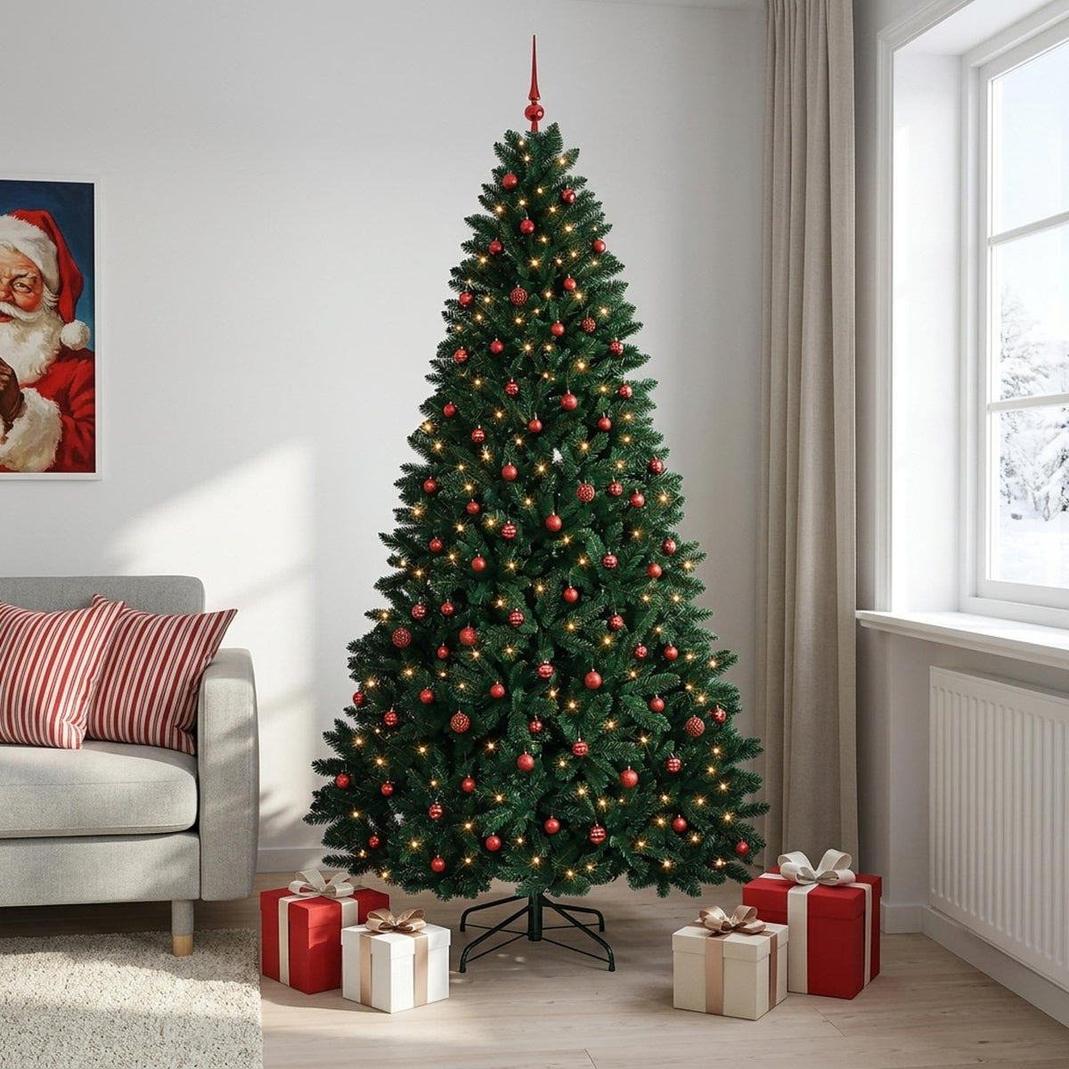 vidaXL Artificial Christmas Tree Dark Green with Bauble 270 cm
