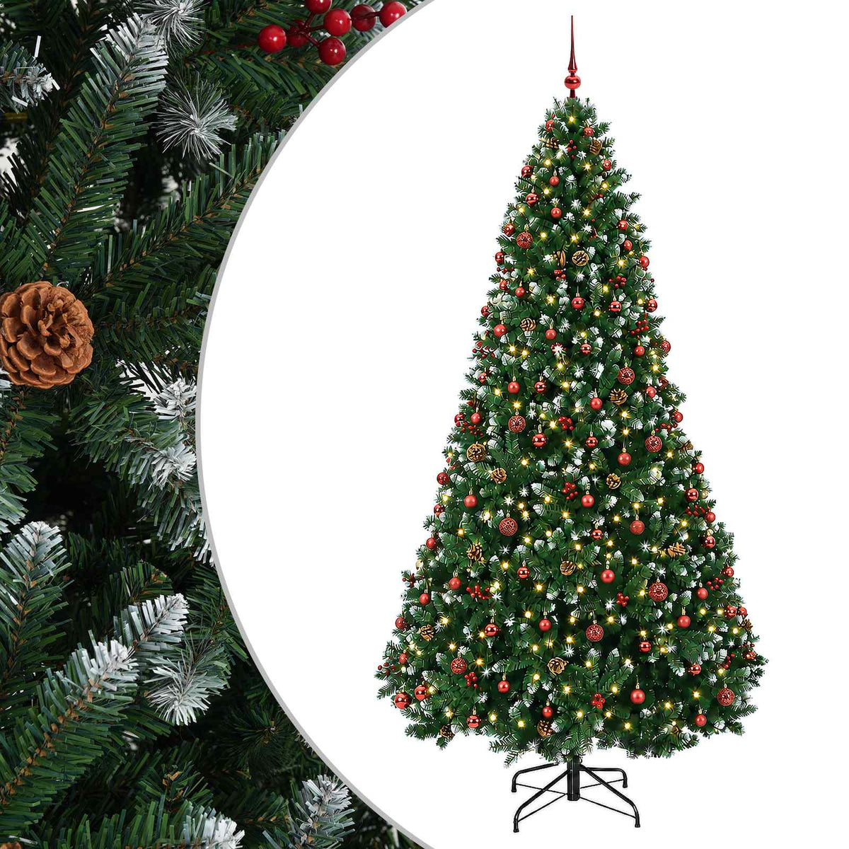 vidaXL Artificial Christmas Tree Green with Baubles 270 cm 300 LEDs