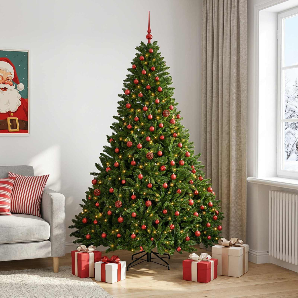 vidaXL Artificial Light Green Christmas Tree with Baubles 300 cm