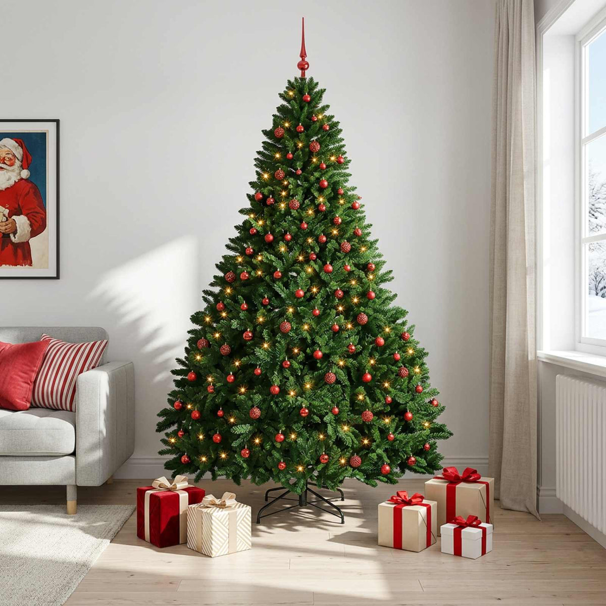 vidaXL Artificial Christmas Tree Mid-green with Ornament 270 cm