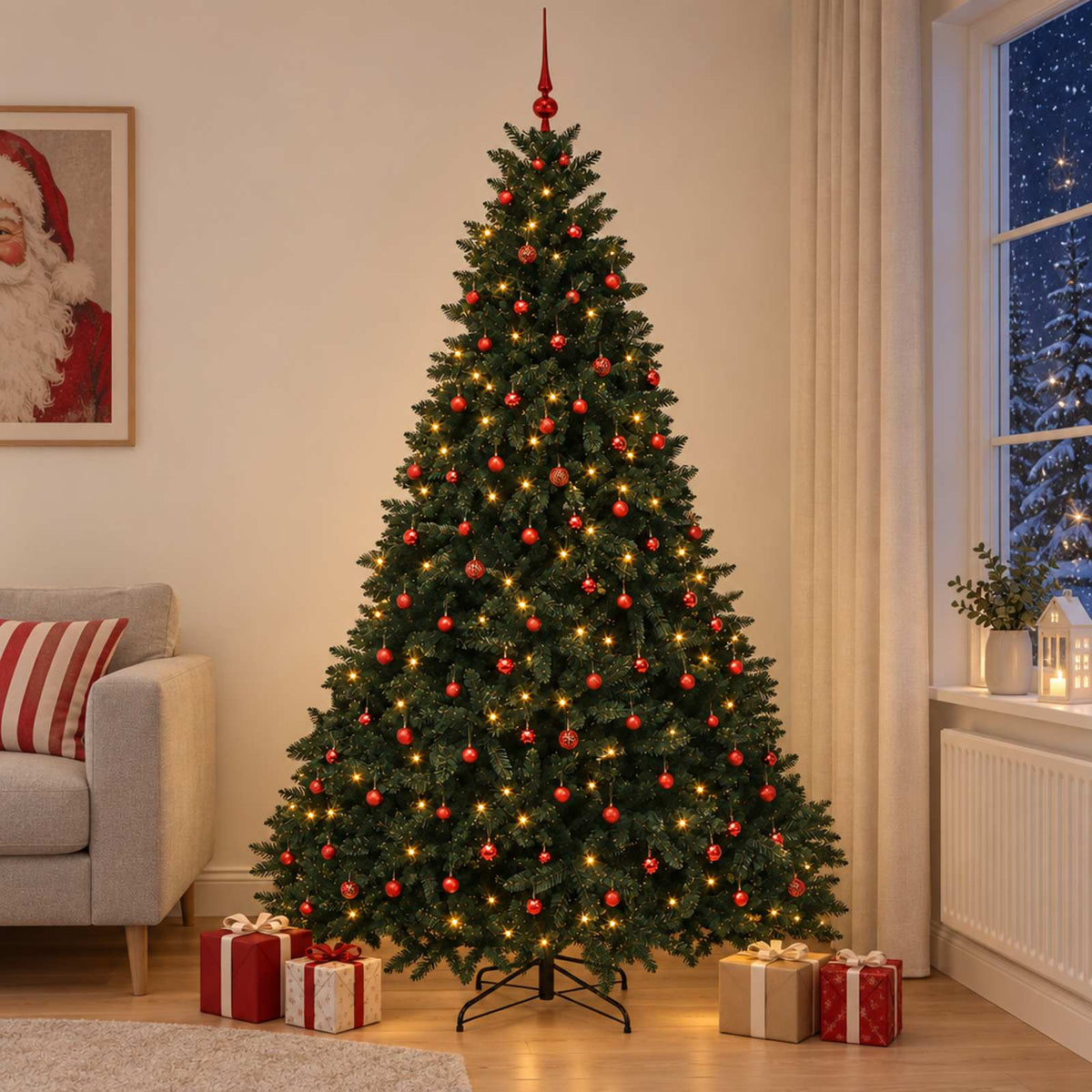 vidaXL Artificial Christmas Tree Dark Green with Bauble 270 cm