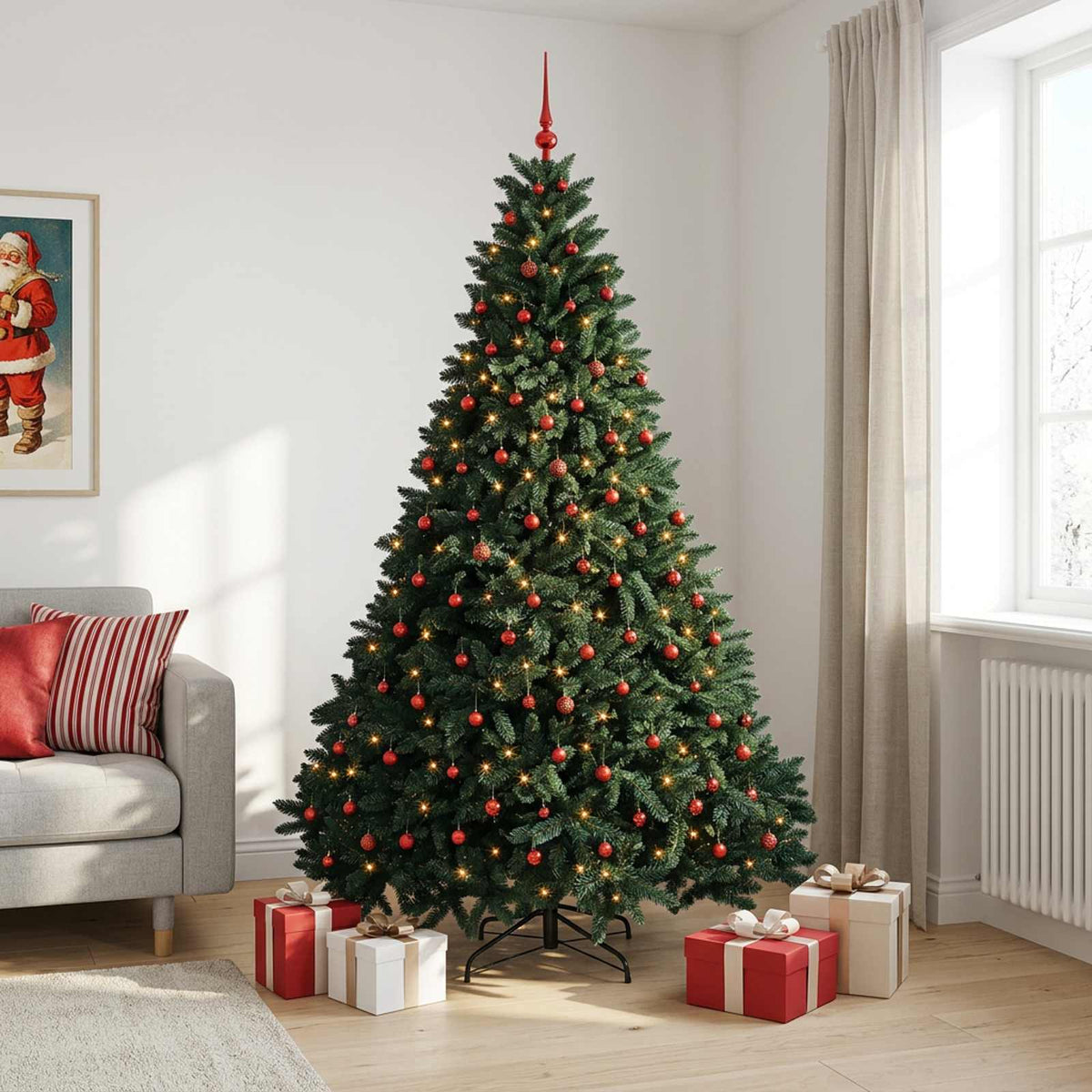 vidaXL Artificial Christmas Tree Dark Green with Bauble 270 cm